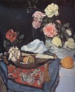 George Leslie Hunter Fruit and Flowers on a Draped Table Sweden oil painting reproduction